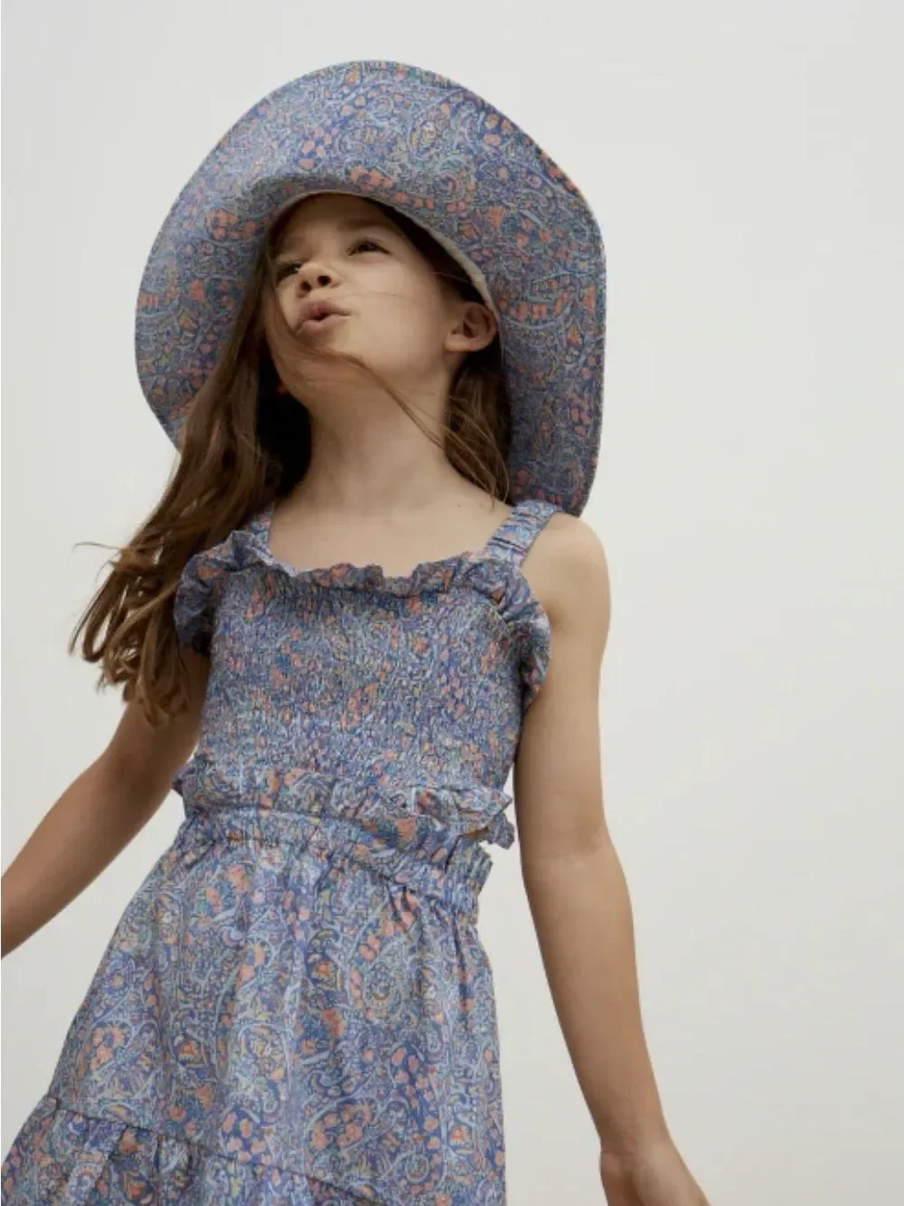 The New Society Albertina Girls Dress in Liberty Floral Print Blue/Pink Size M
